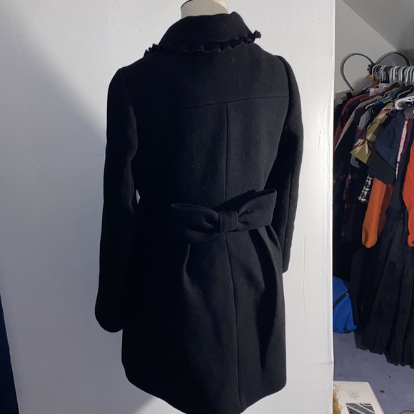 Kate spade ruffle bow back coat size 4 black - Picture 9 of 15